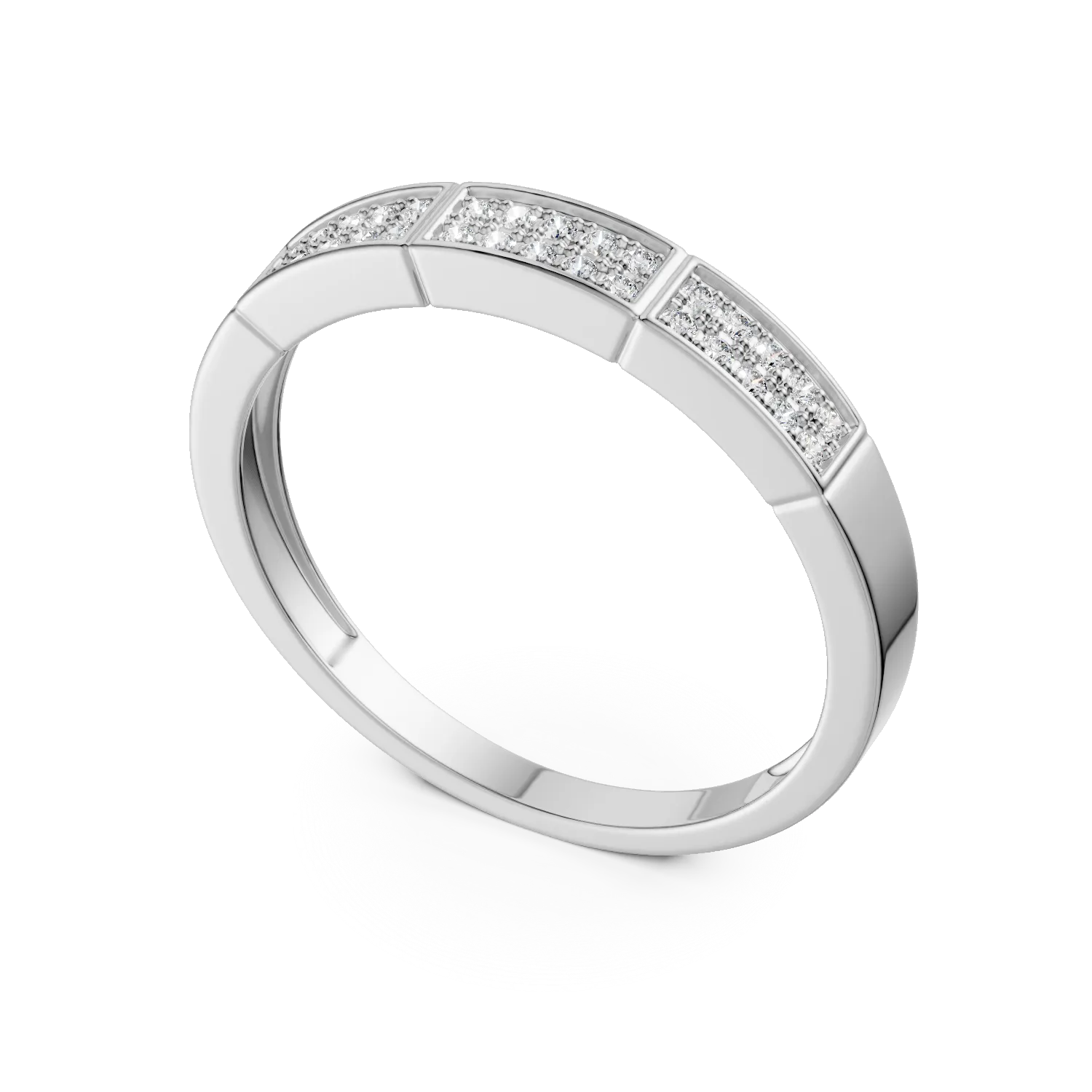 Inel microsetting din aur alb cu diamante de 0.08ct