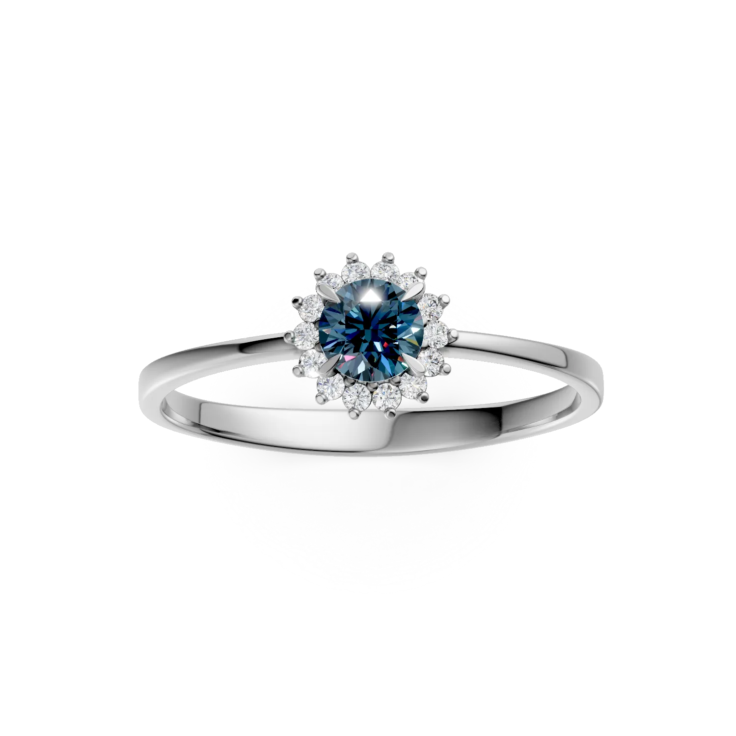Inel microsetting din aur alb cu safir de 0.2ct si diamante de 0.07ct