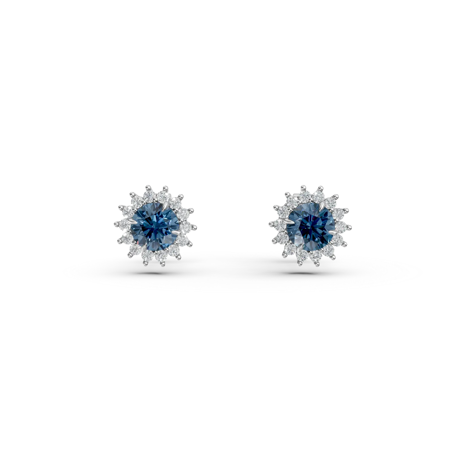 Cercei minimalisti din aur alb cu topaze London blue de 0.5ct si diamante de 0.1ct - imagine 2