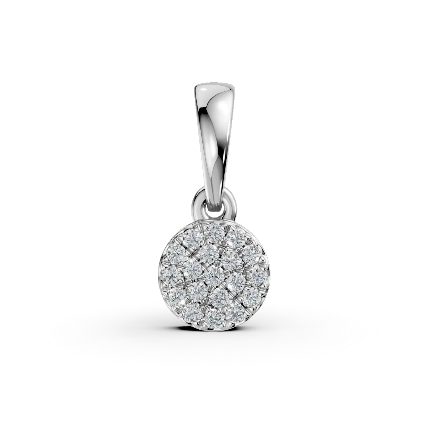 Pandantiv rotund din aur alb cu diamante de 0.04ct