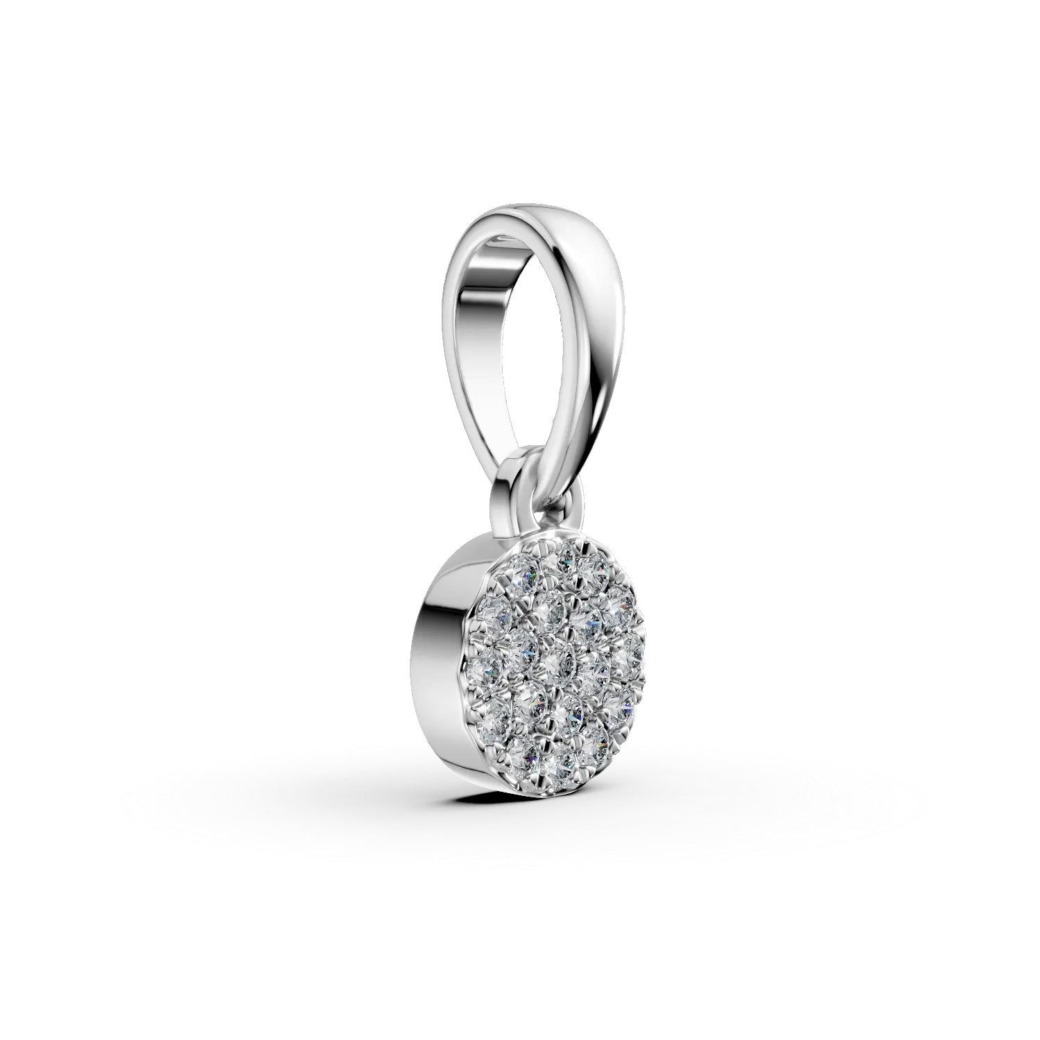 Pandantiv rotund din aur alb cu diamante de 0.04ct
