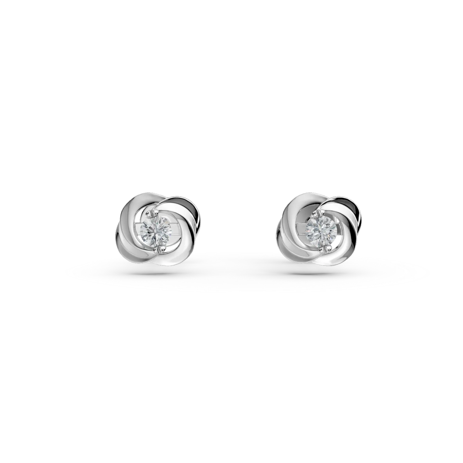 Cercei cu surub din aur alb cu diamante de 0.1ct