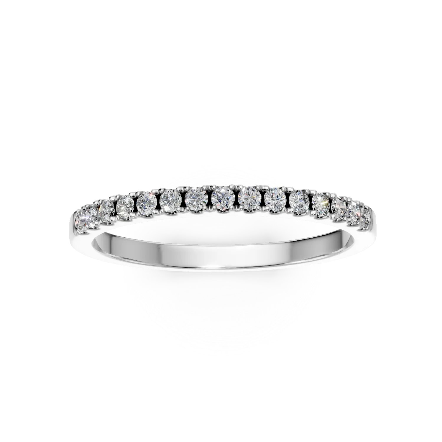 Inel semi eternity din aur alb cu diamante de 0.1ct