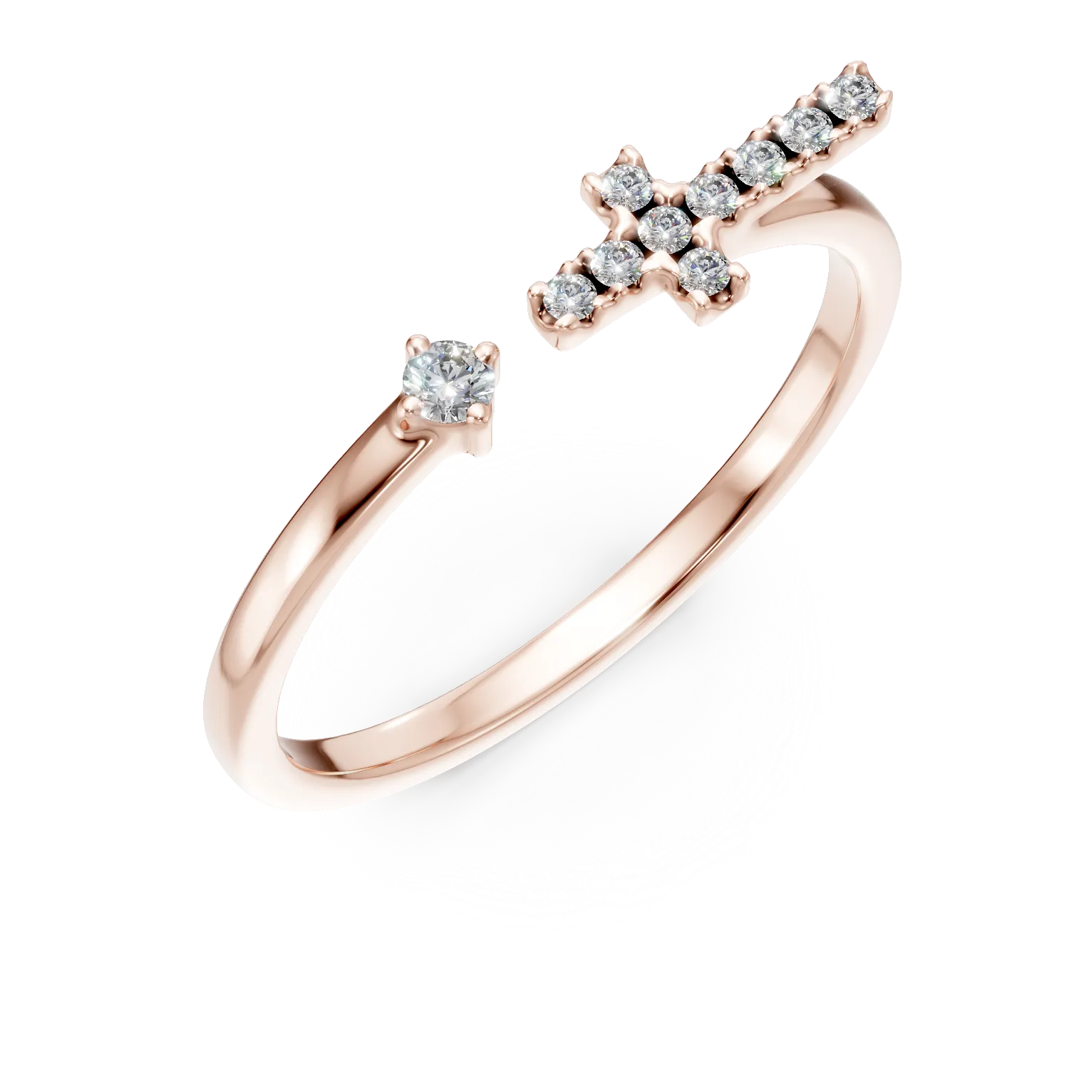Inel deschis din aur roz cu diamante de 0.05ct