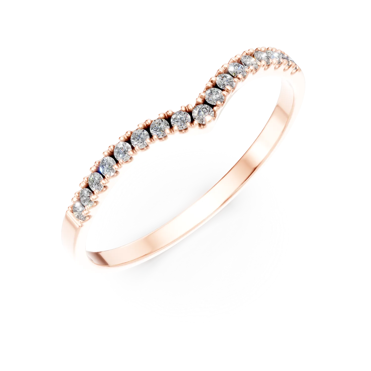 Inel minimalist din aur roz cu diamante de 0.1ct