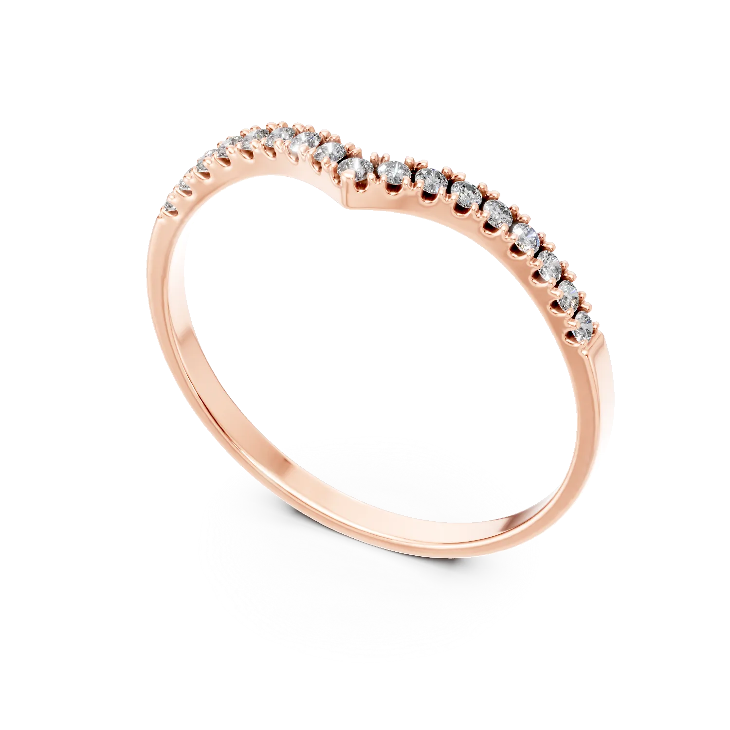 Inel minimalist din aur roz cu diamante de 0.1ct