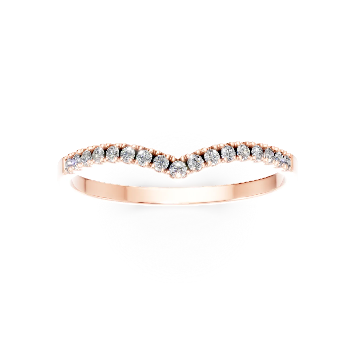 Inel minimalist din aur roz cu diamante de 0.1ct