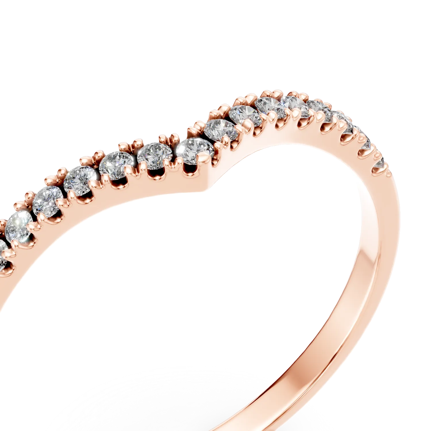 Inel minimalist din aur roz cu diamante de 0.1ct