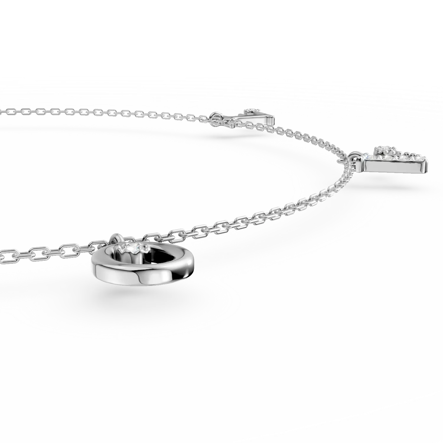 Bratara cu charmuri din aur alb cu diamante de 0.06ct - imagine 2