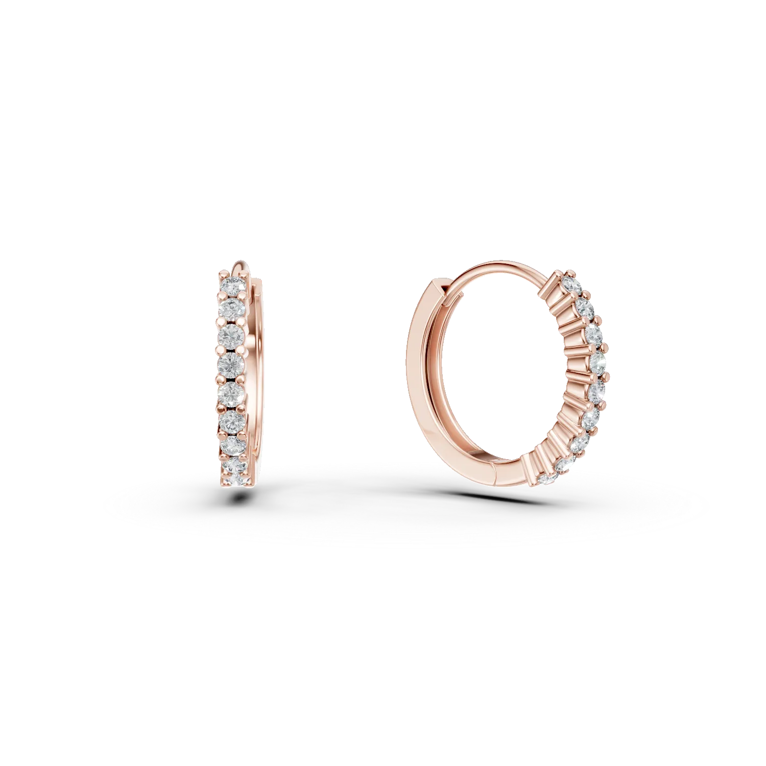 Cercei minimalisti din aur roz cu diamante de 0.14ct