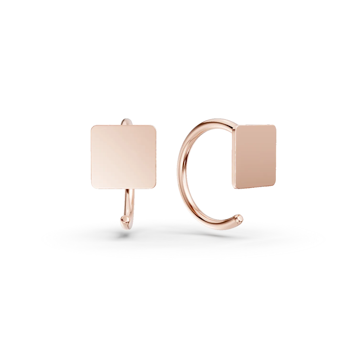 Cercel ear-cuff geometric din aur roz