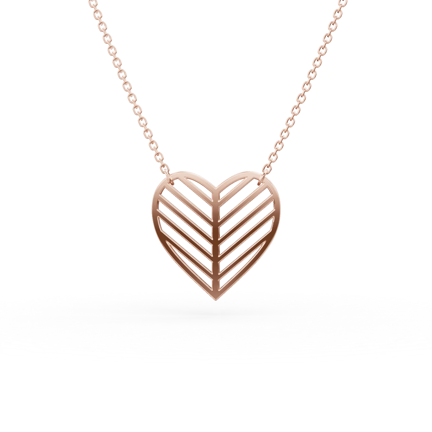 Lant cu pandantiv inima din aur roz