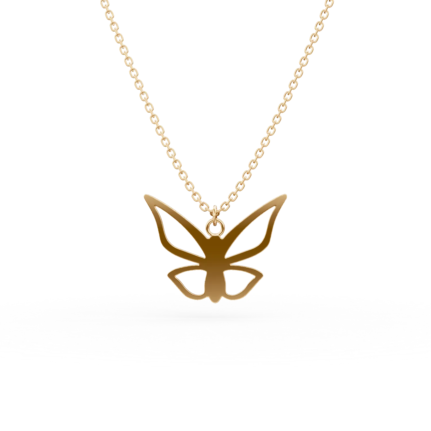 Lant cu pandantiv fluture din aur galben