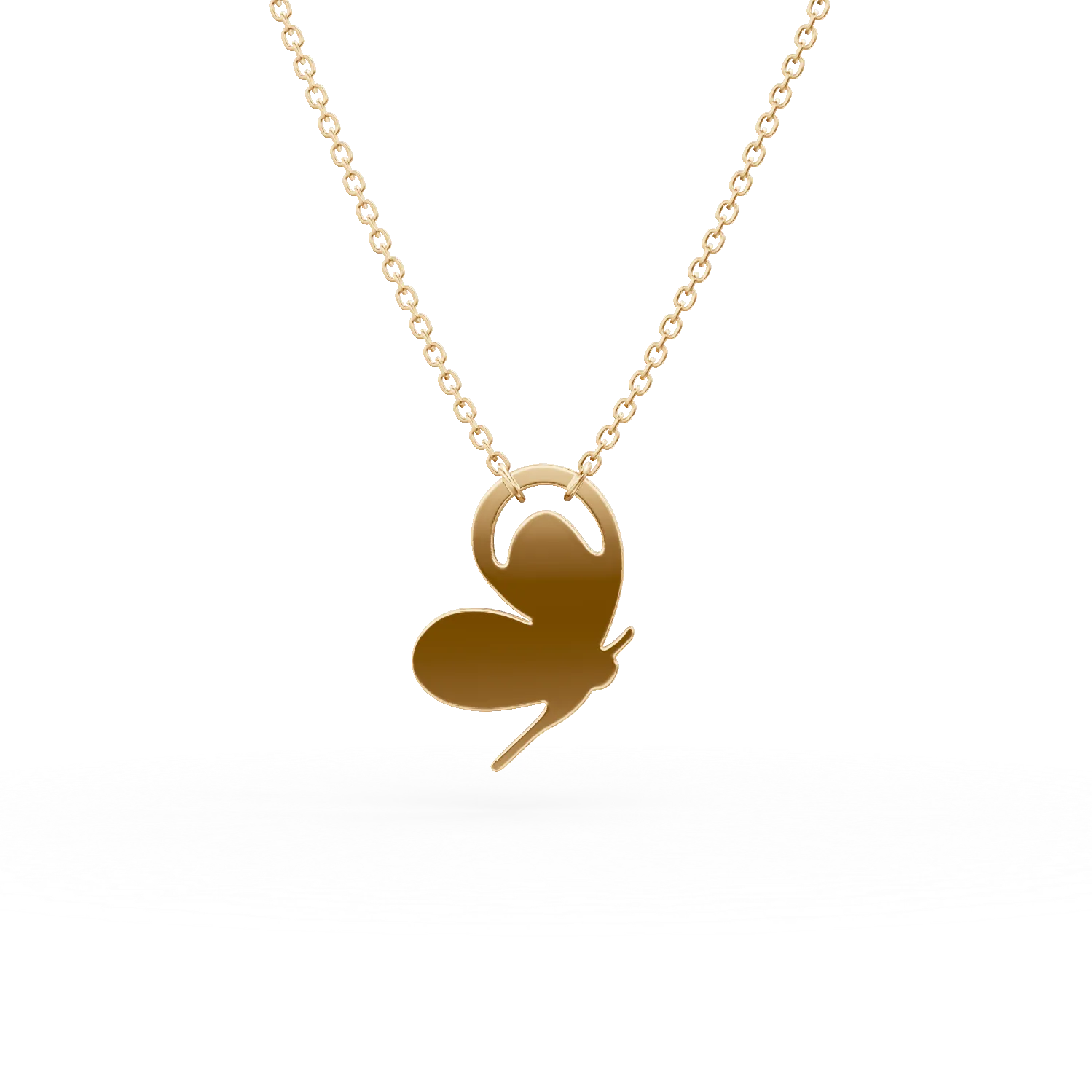 Lant cu pandantiv fluture din aur galben