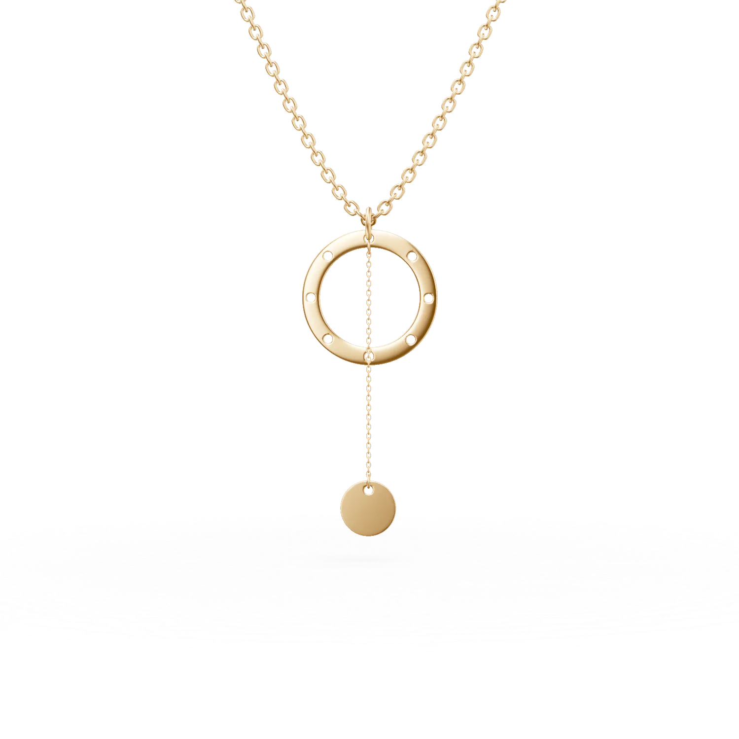 Lant cu pandantive geometrice din aur galben