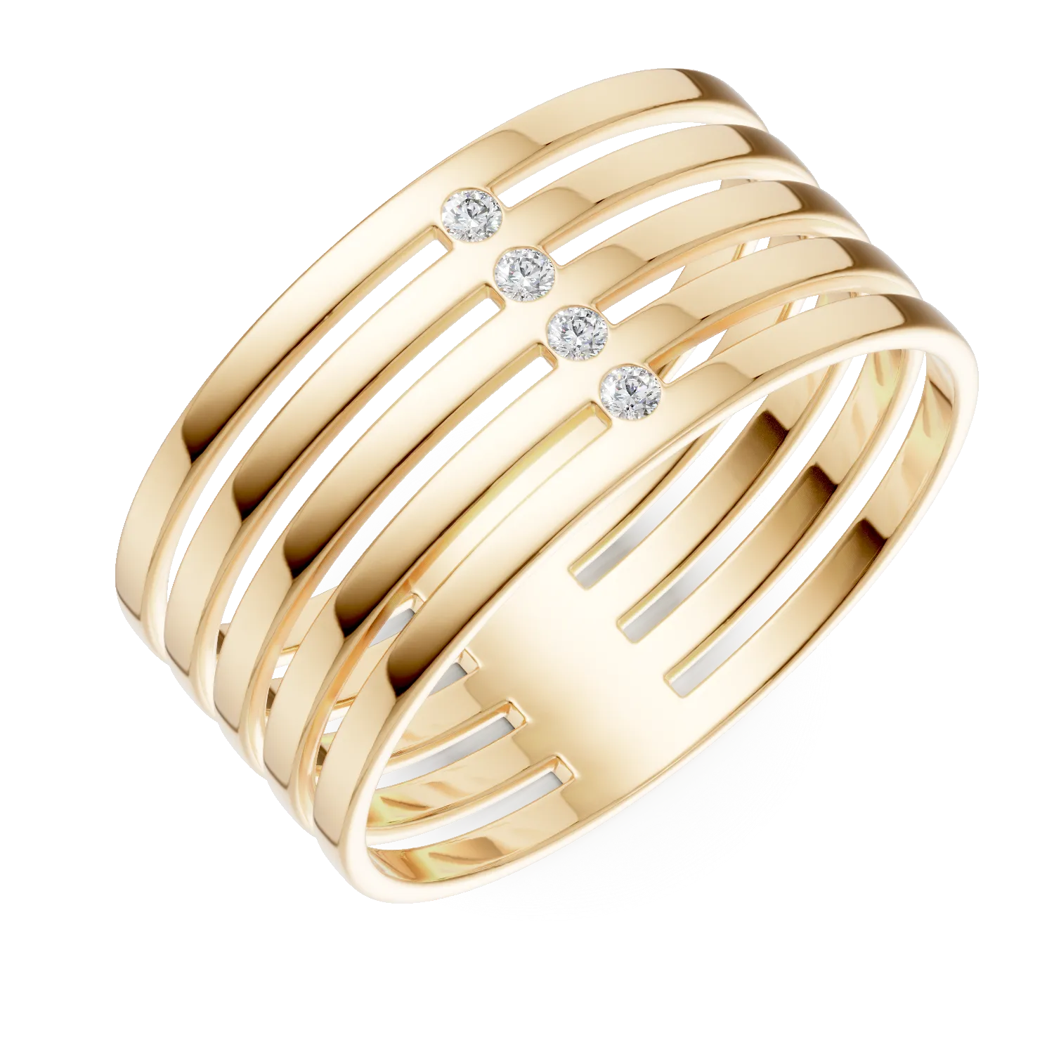 Inel din aur galben cu zirconii - imagine 7