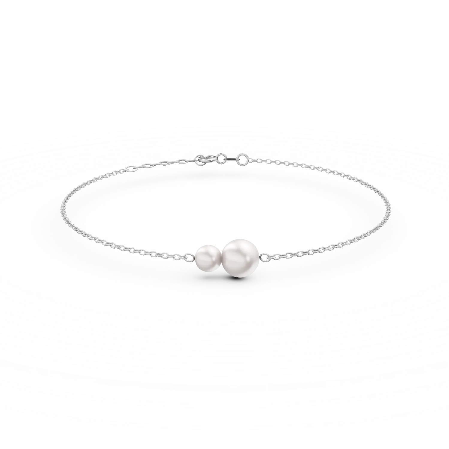 Bratara din aur alb cu perle naturale