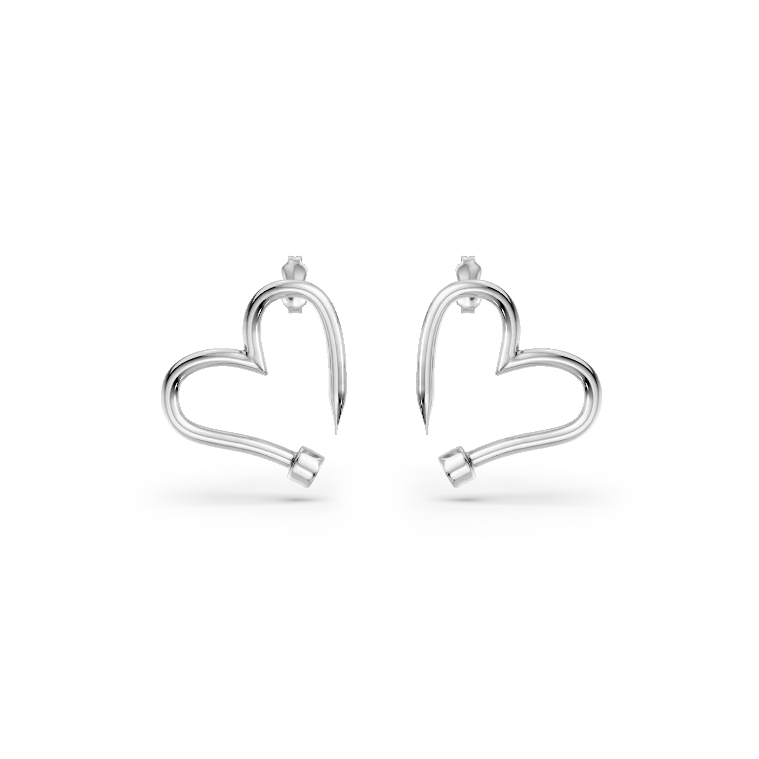 Cercei inimi din aur alb