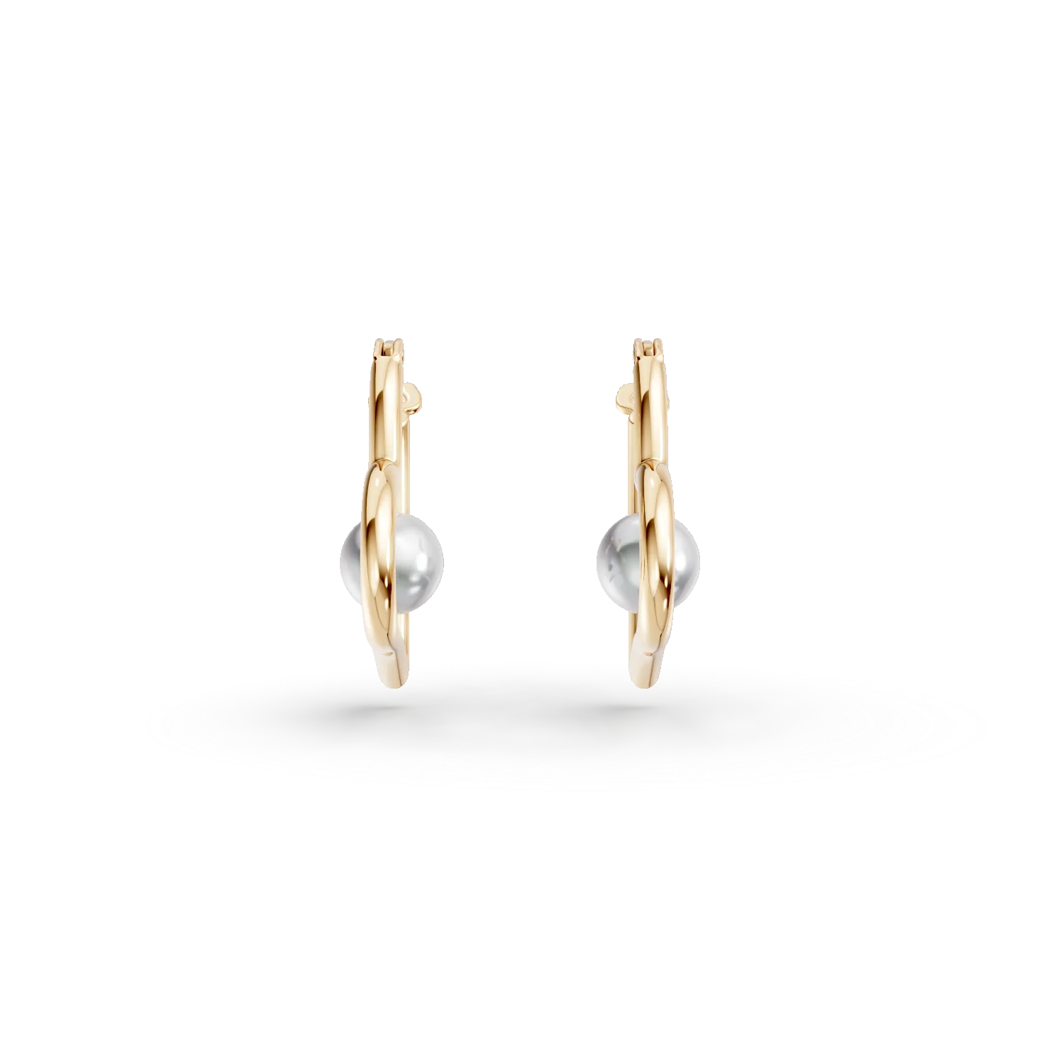 Cercei inimi din aur galben cu perle sintetice