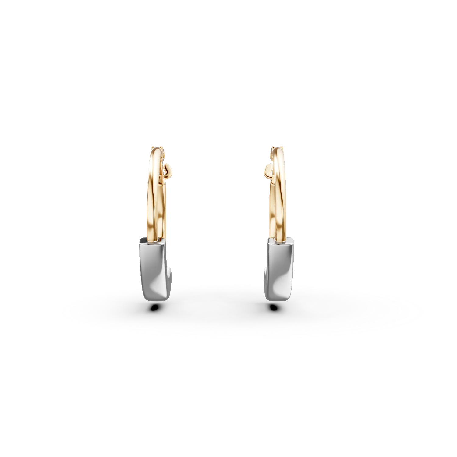 Cercei hoop din aur alb-galben