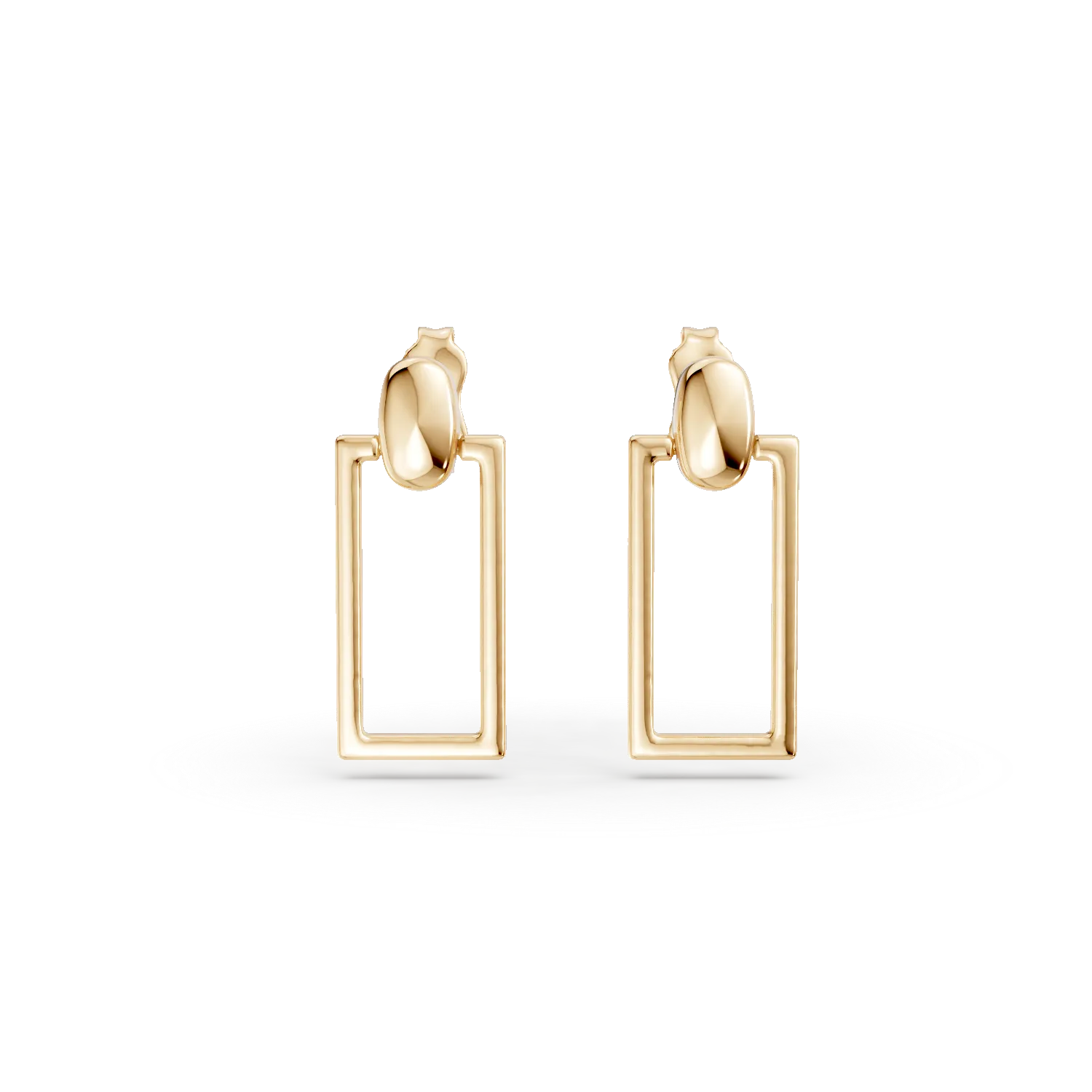 Cercei geometrici din aur galben cu surub