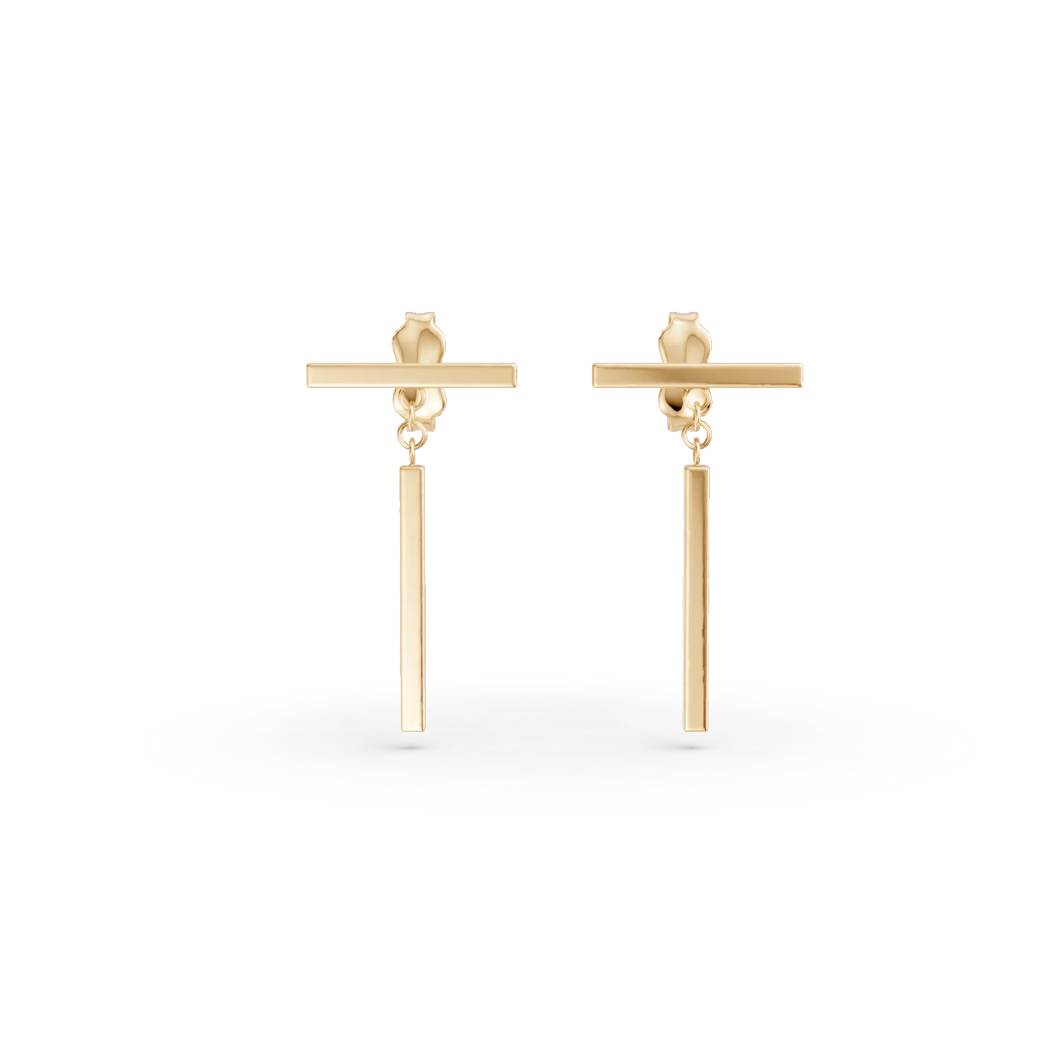 Cercei lungi din aur galben cu surub