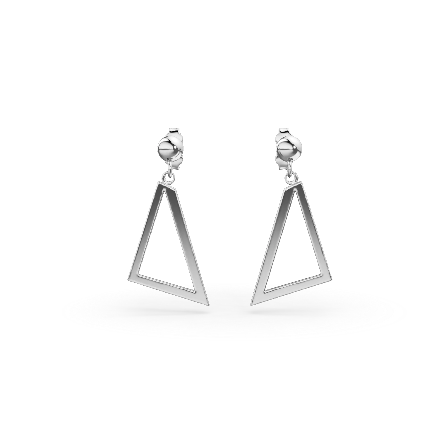 Cercei triunghiulari din aur alb cu surub