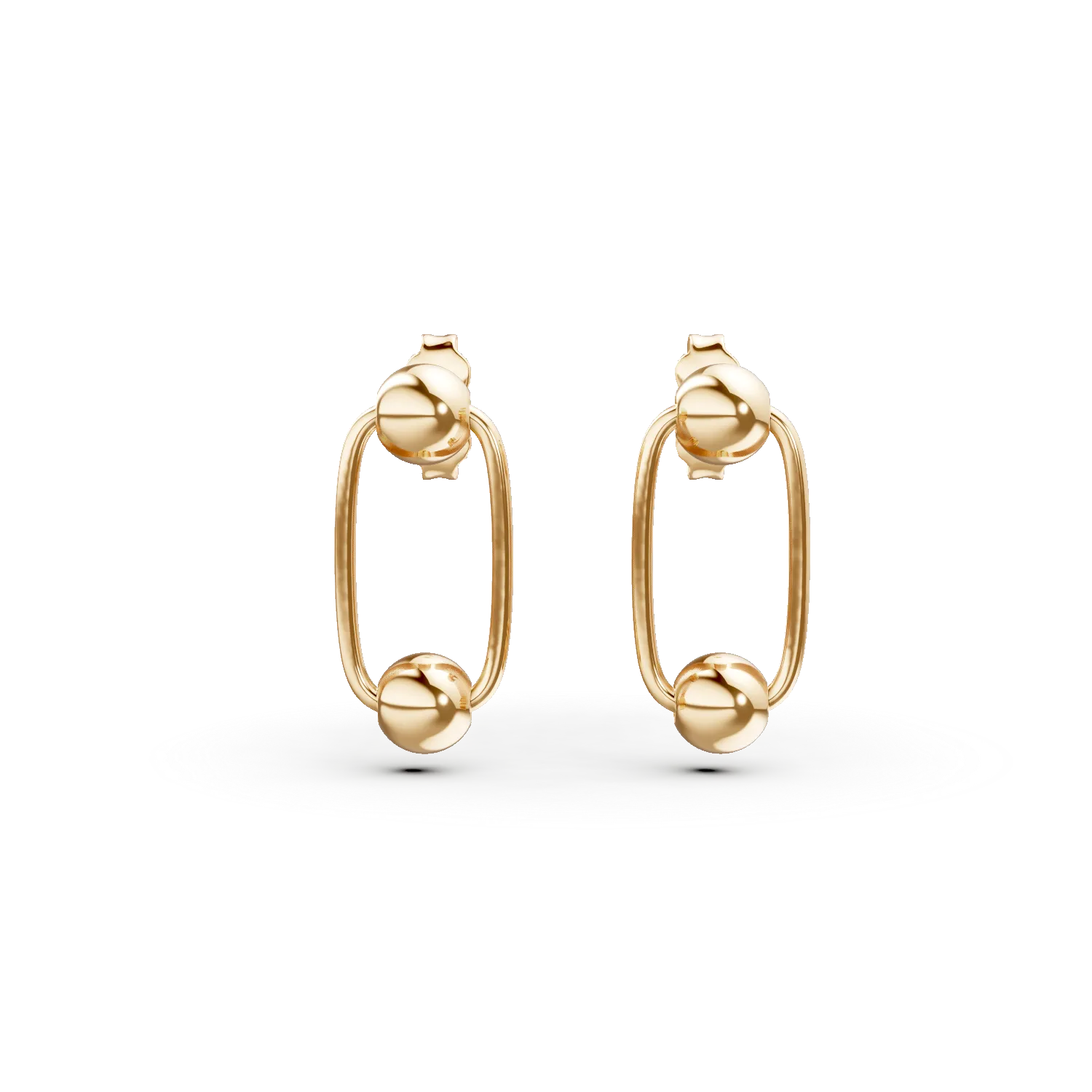 Cercei geometrici din aur galben cu surub