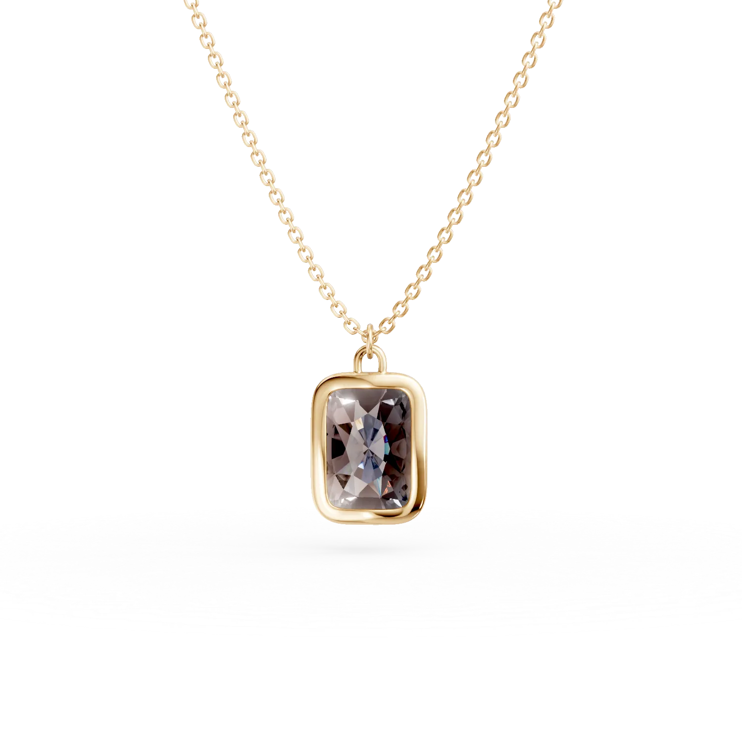 Lant cu pandantiv geometric din aur galben cu zirconia maro