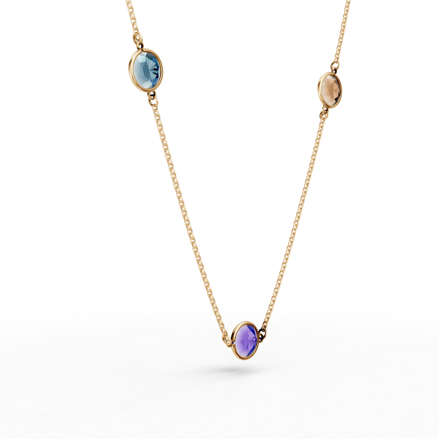 Lant cu charmuri din aur galben cu zirconii multicolore - imagine 3