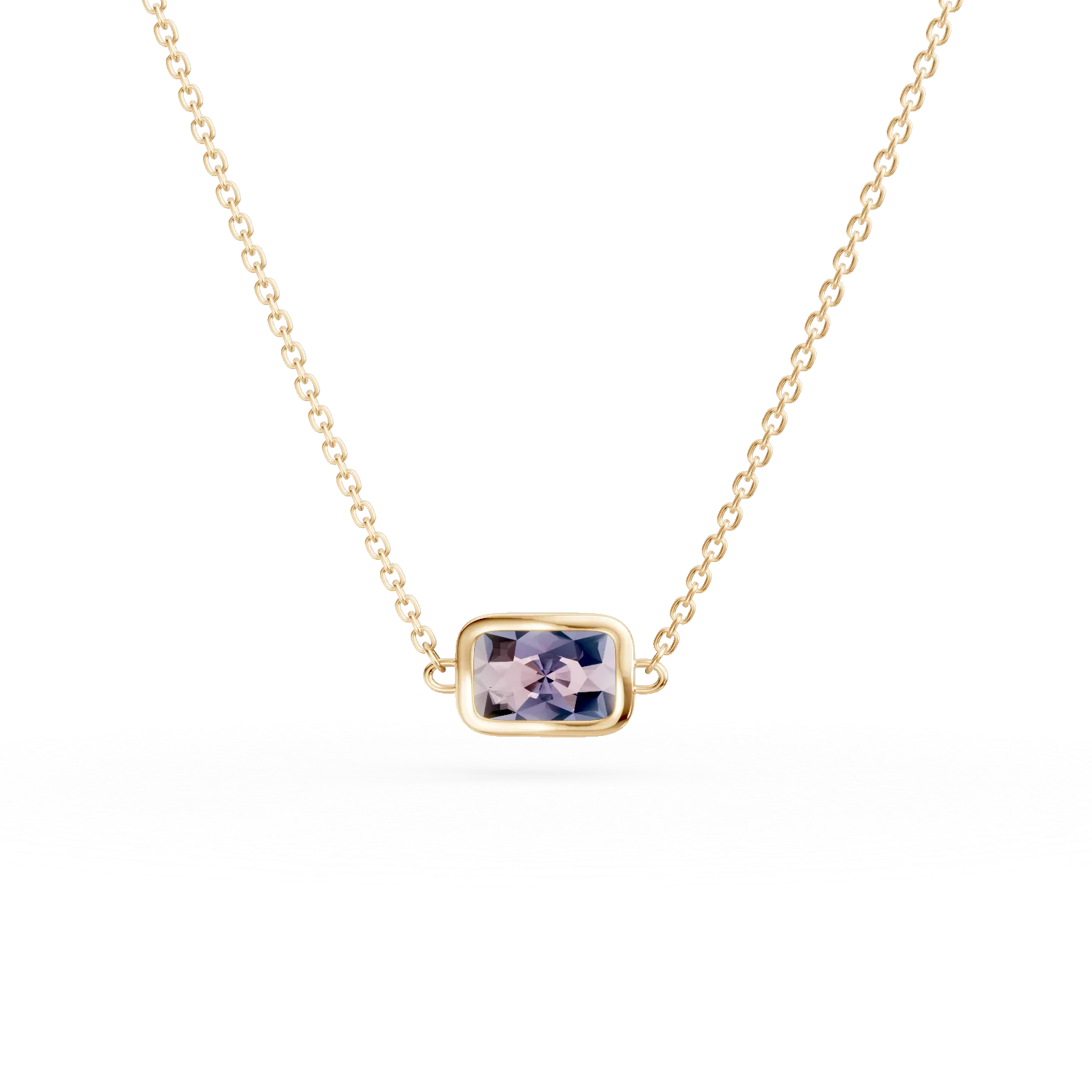 Lant cu charmuri din aur galben cu zirconii mov