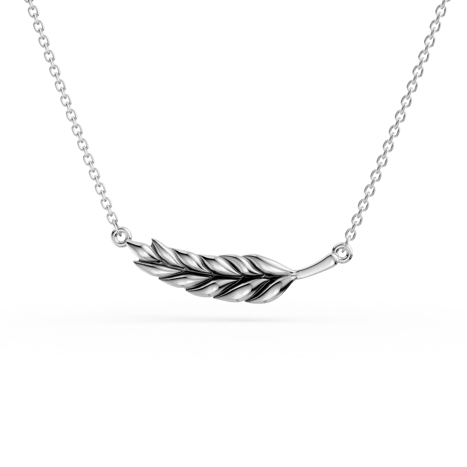 Lant cu pandantiv frunza din aur alb