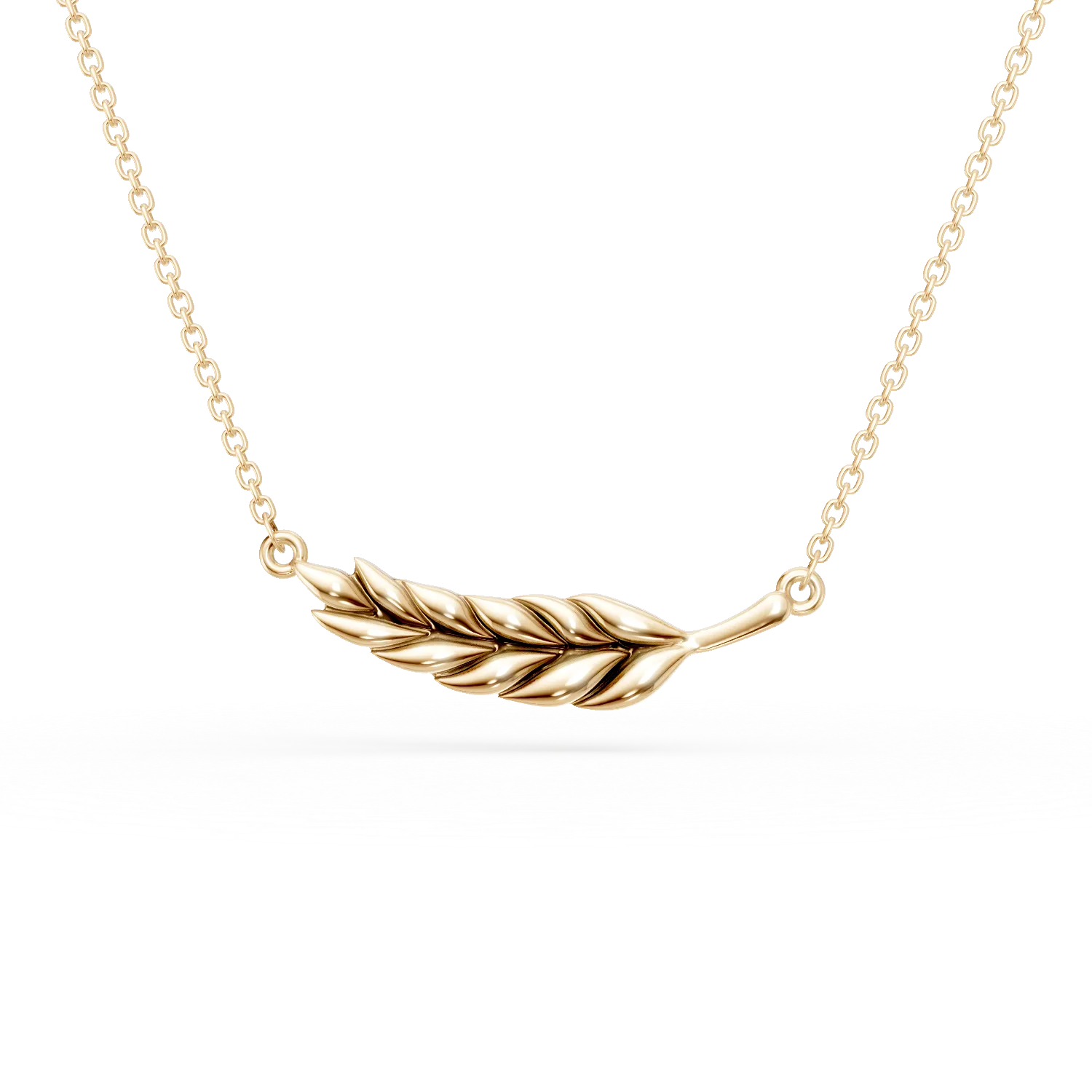 Lant cu pandantiv pana din aur galben