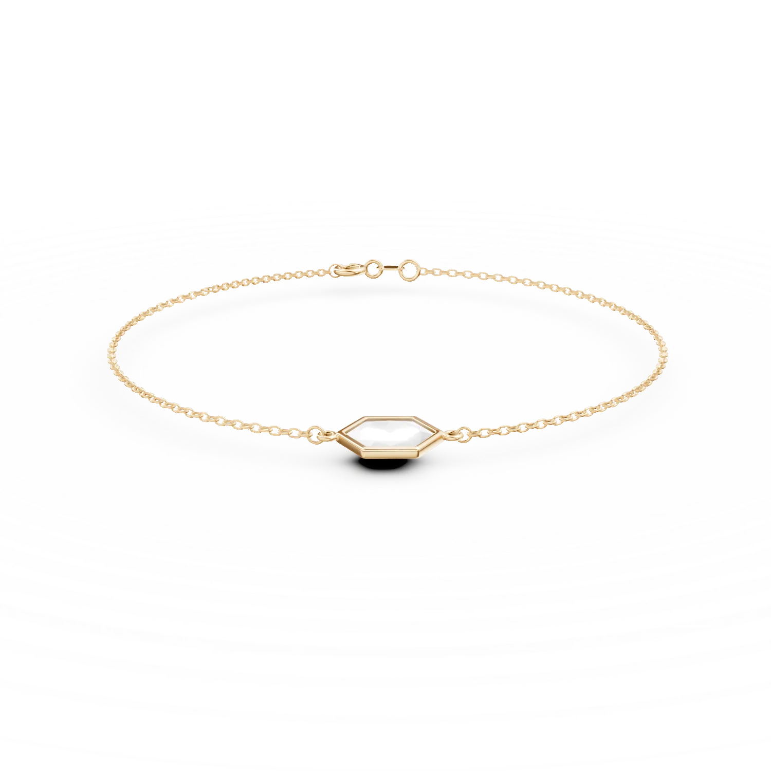 Bratara cu pandantiv geometric din aur galben si zirconia