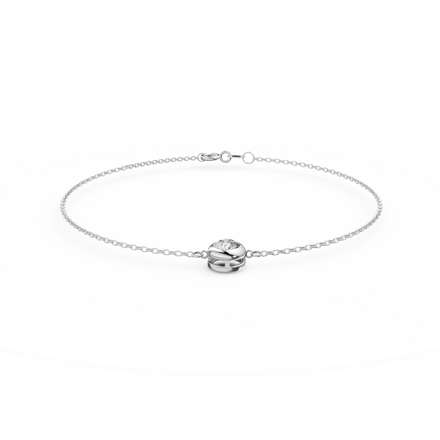 Bratara cu pandantiv rotund din aur alb cu zirconia
