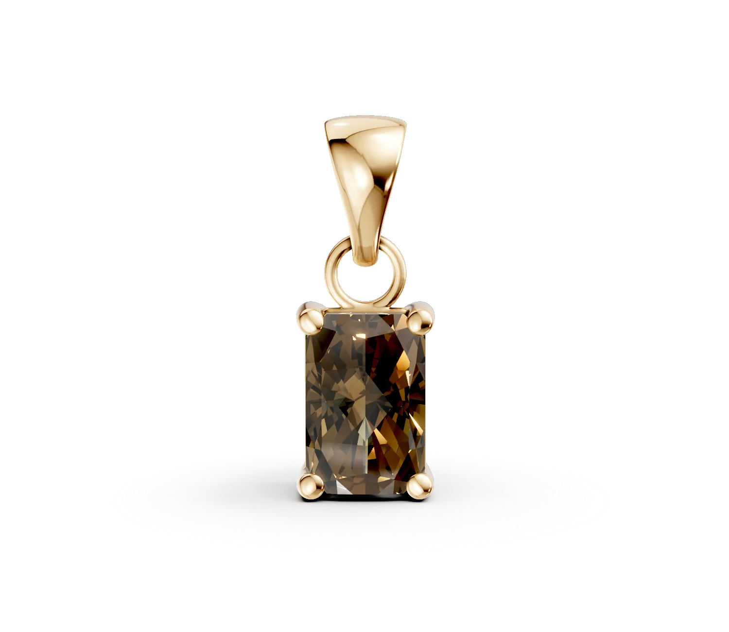 Pandantiv geometric din aur galben cu zirconia maro solitaire