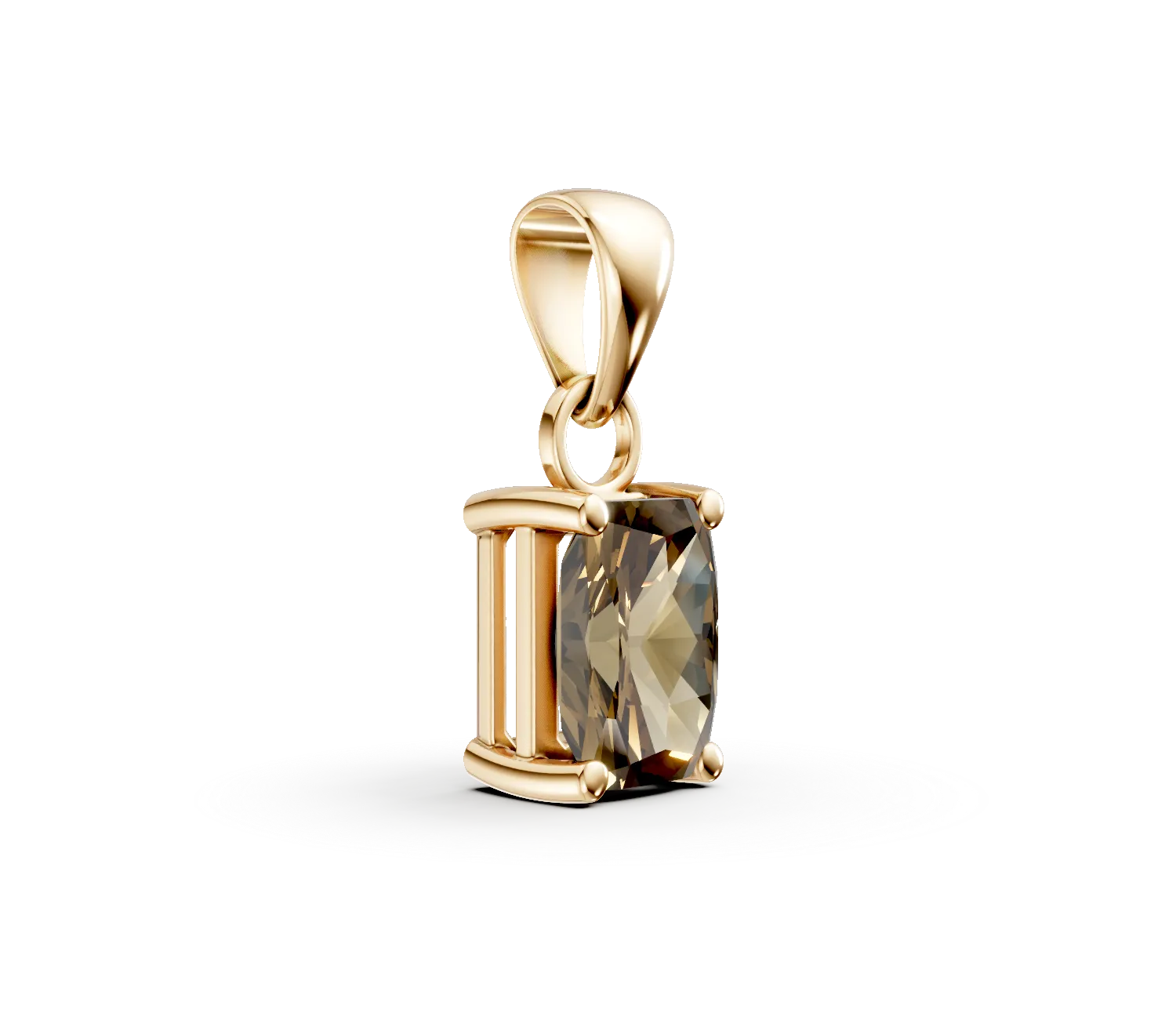 Pandantiv geometric din aur galben cu zirconia maro solitaire