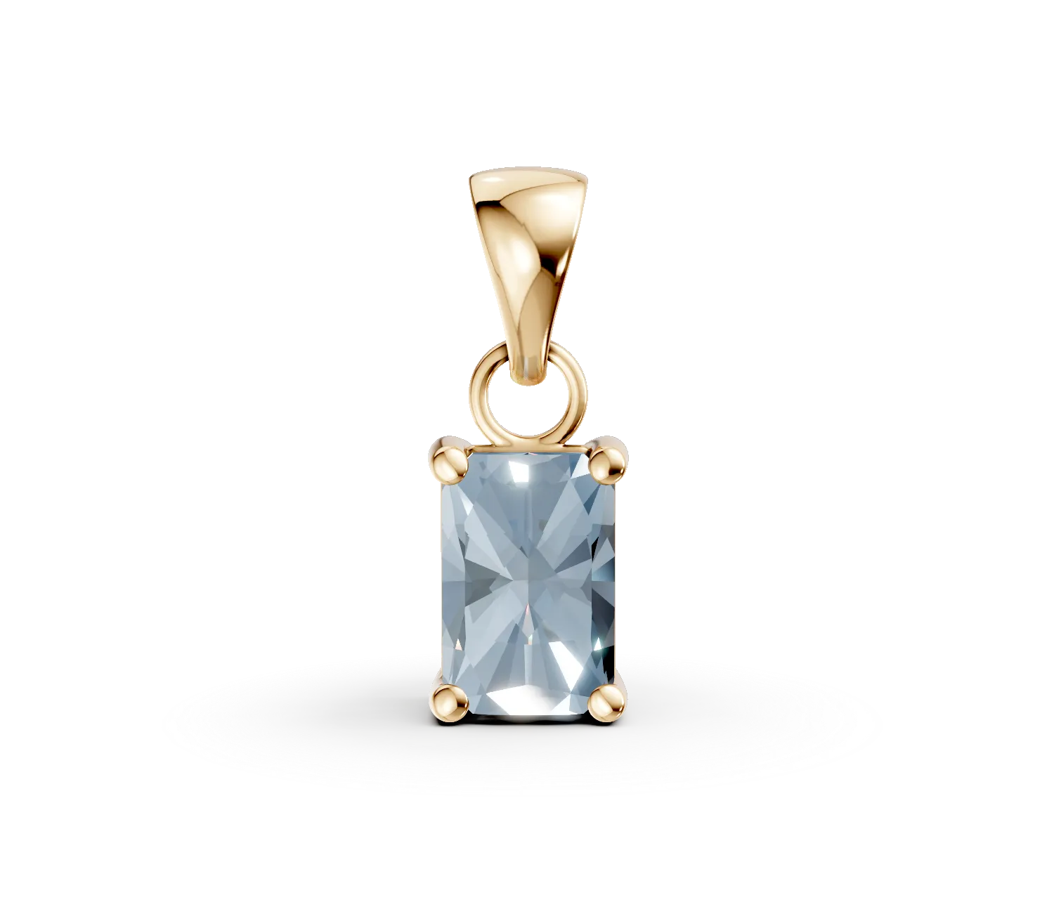 Pandantiv geometric din aur galben cu zirconia albastra solitaire