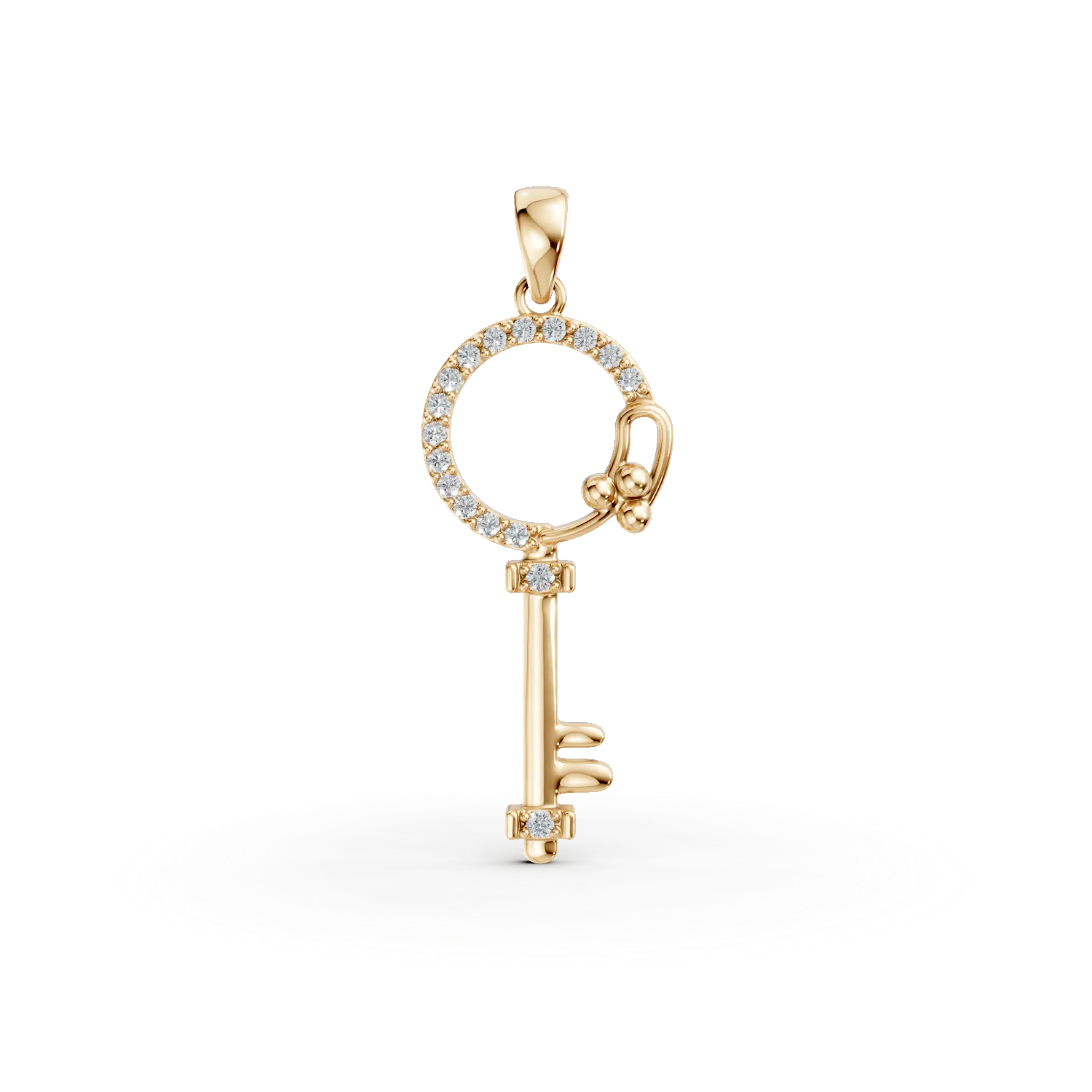 Pandantiv cheie din aur galben cu zirconii