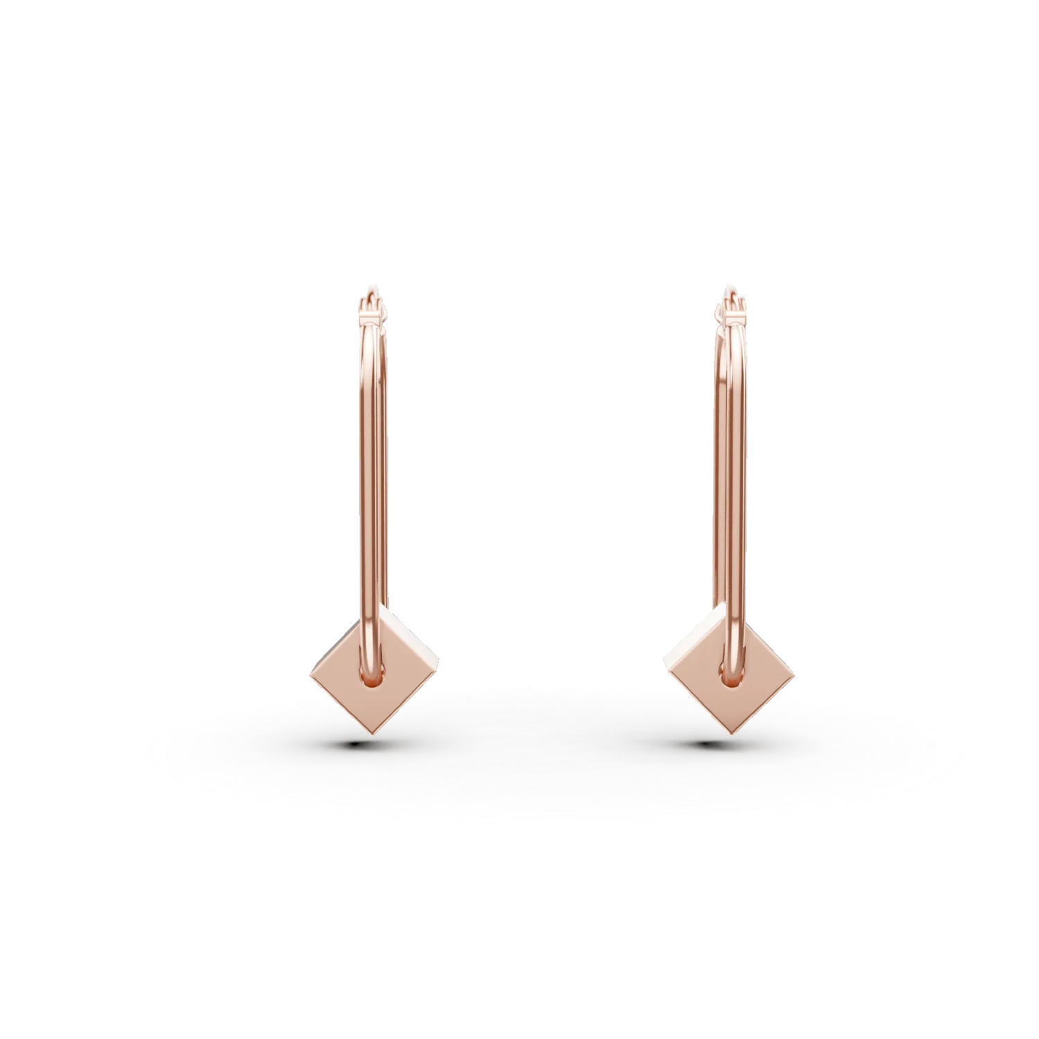 Cercei geometrici din aur roz