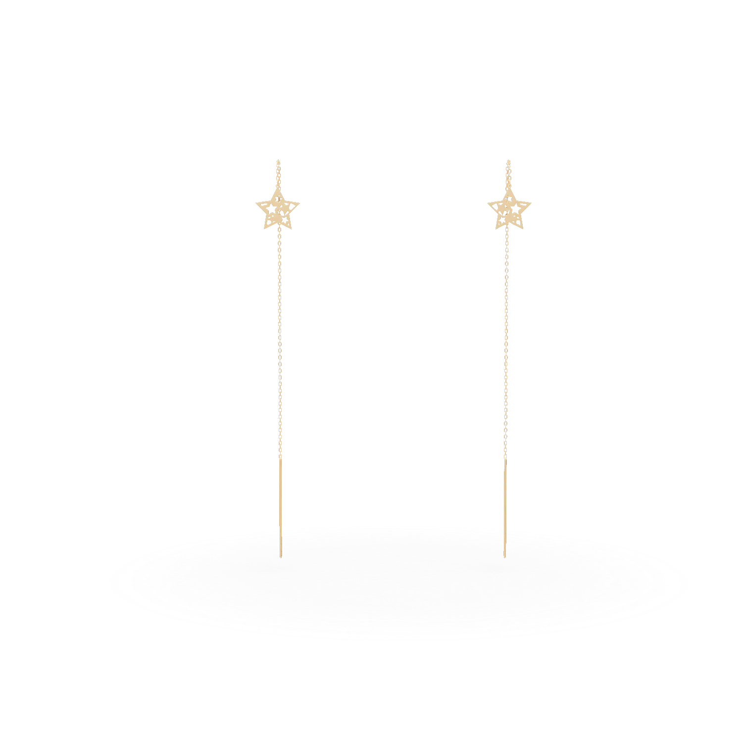 Cercei lungi cu stele din aur galben