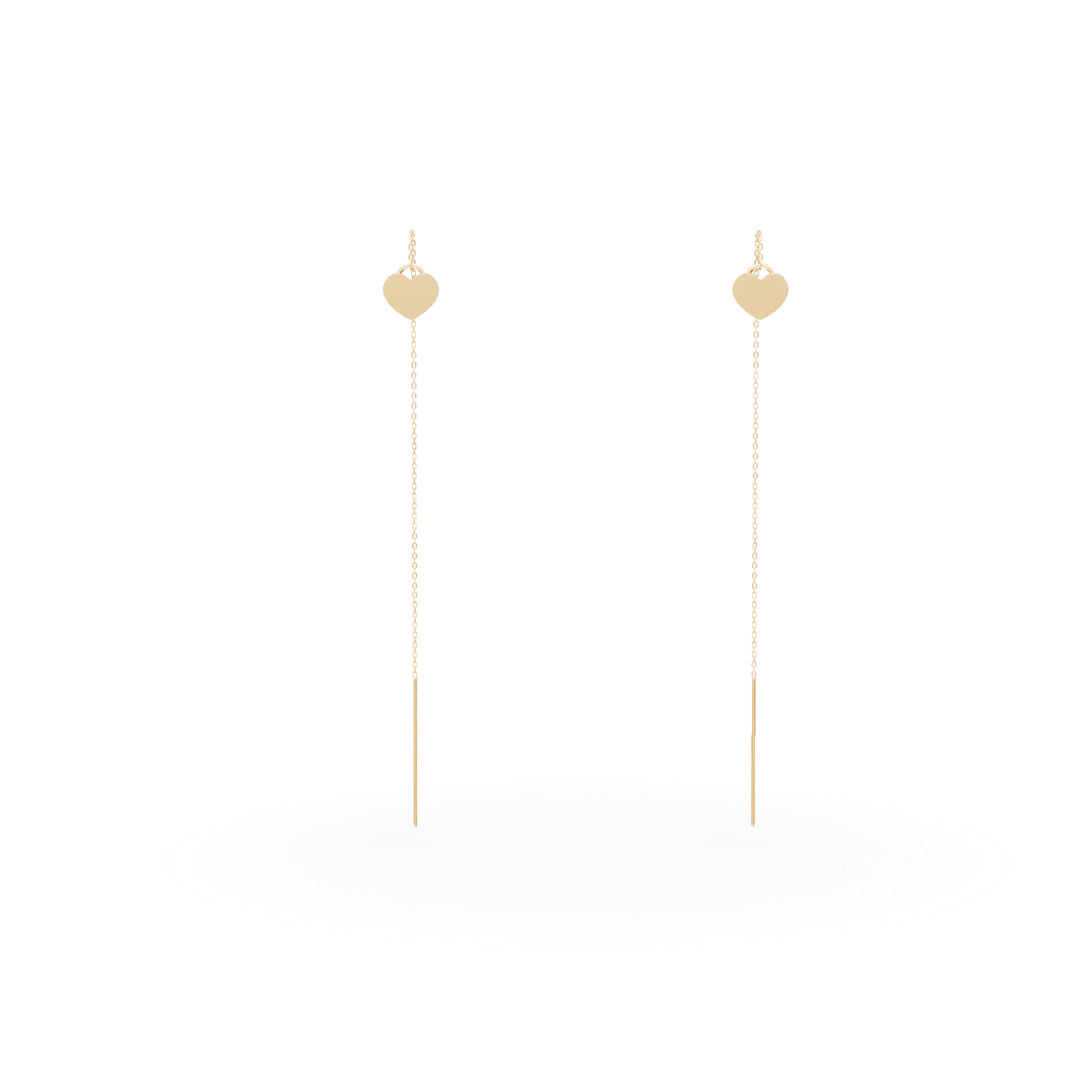 Cercei lungi cu inimi din aur galben