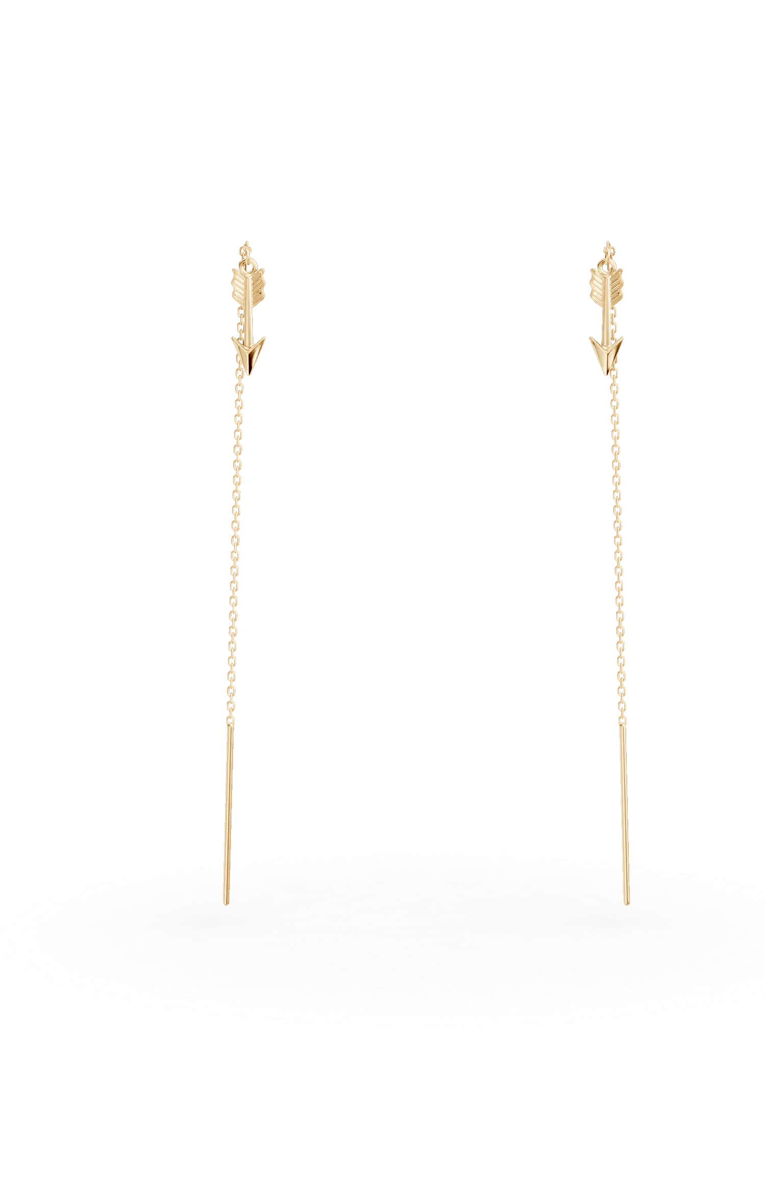 Cercei lungi cu sageti din aur galben