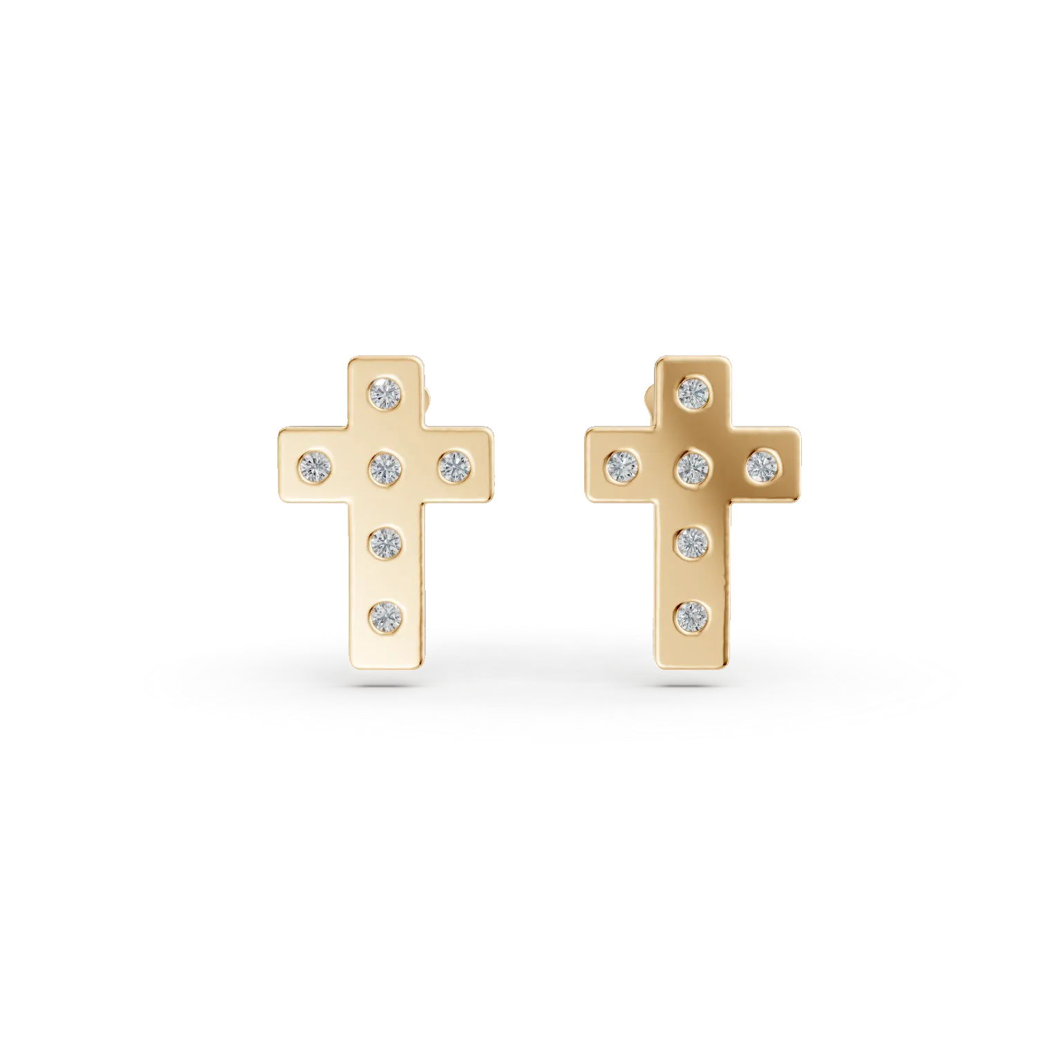 Cercei cruci din aur galben cu zirconii