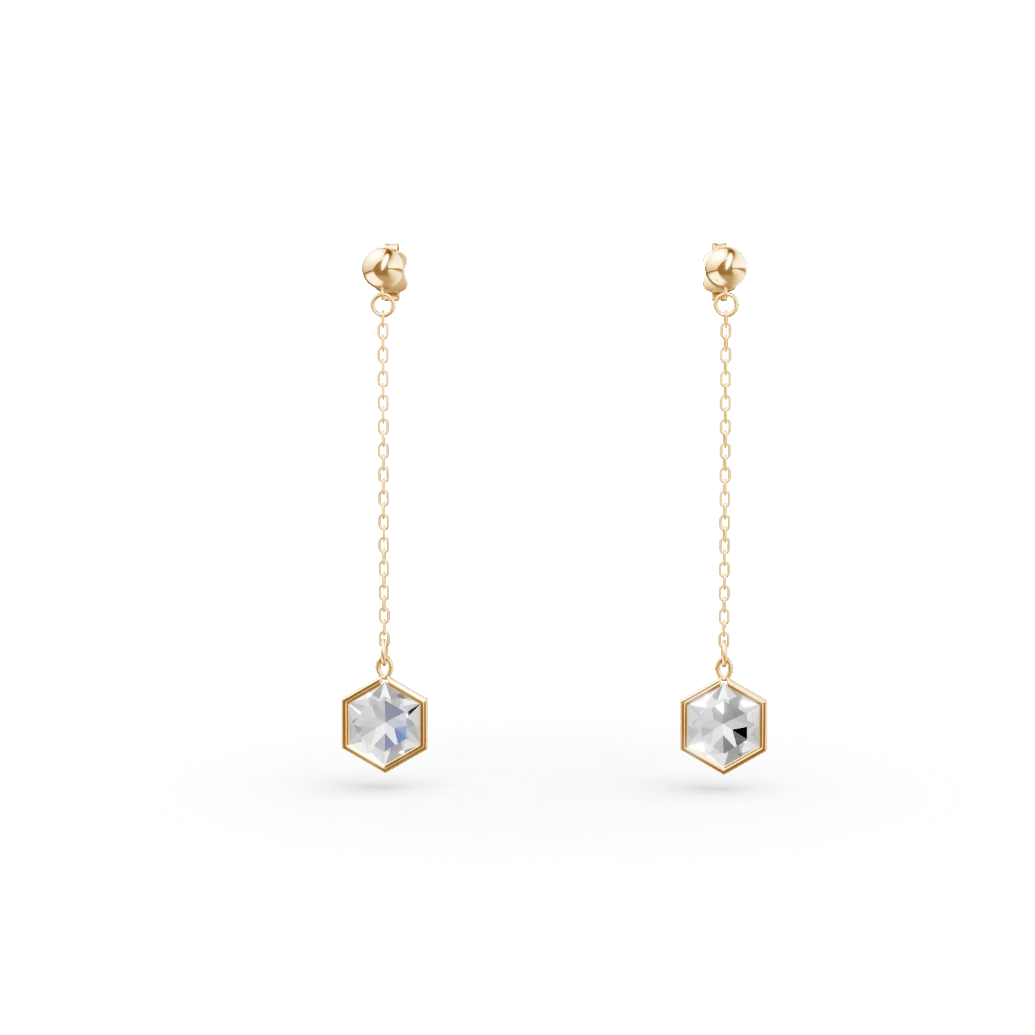 Cercei lungi din aur galben cu zirconii mov