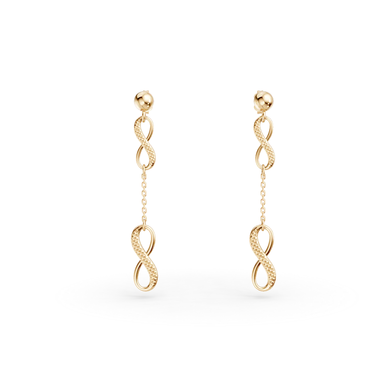 Cercei lungi din aur galben cu infinit