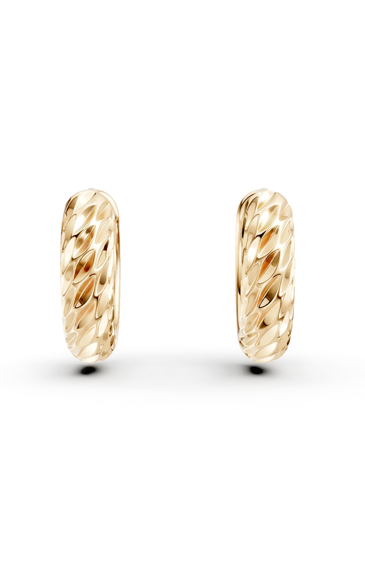 Cercei hoop cu striatii din aur galben