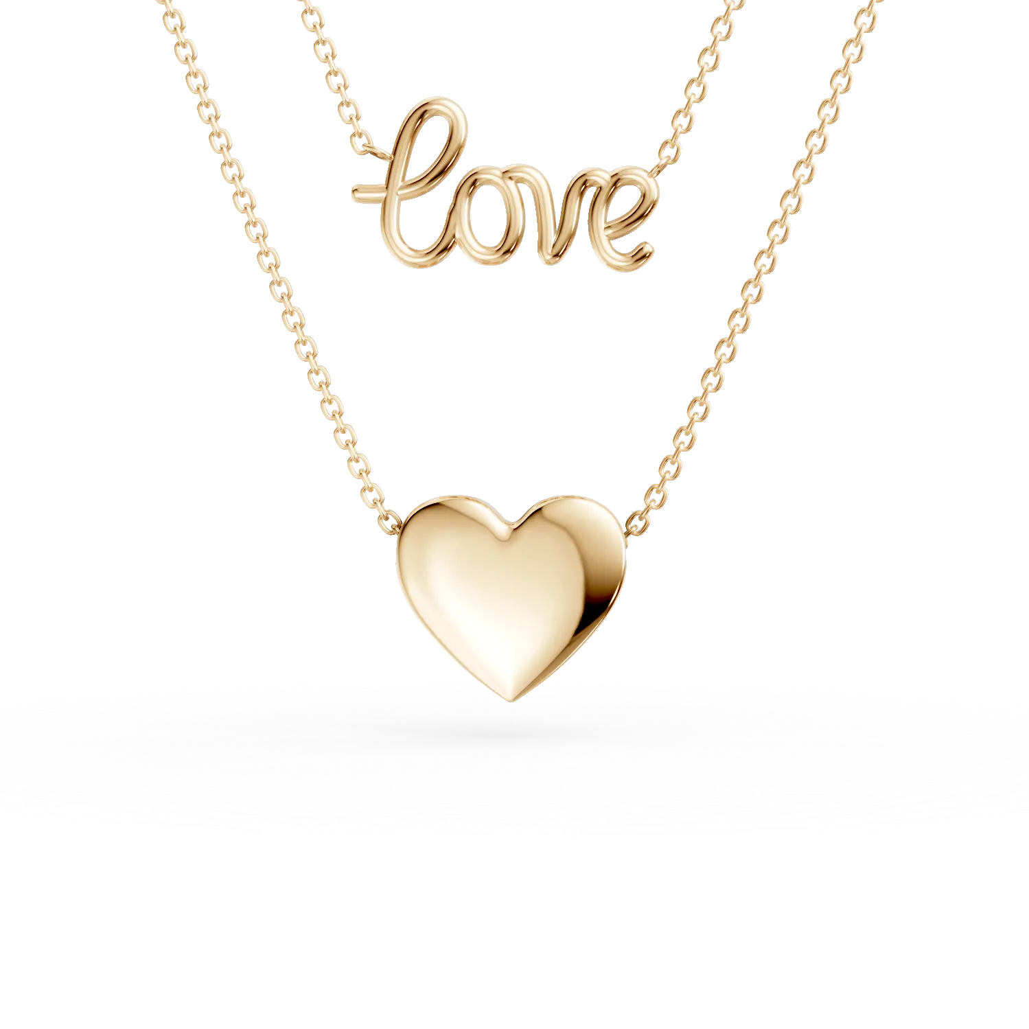 Lant cu pandantiv inima din aur galben