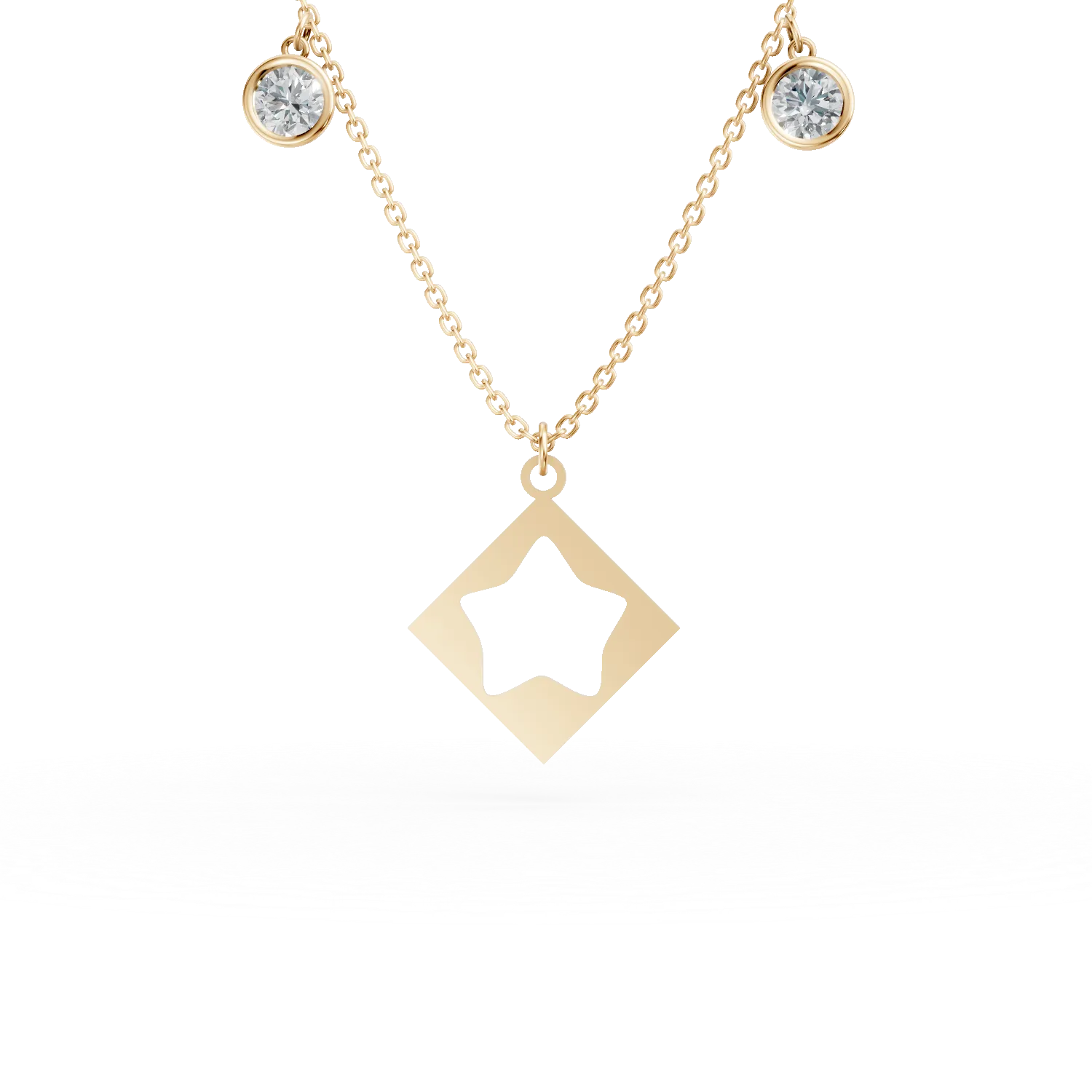 Colier cu charmuri stele din aur galben