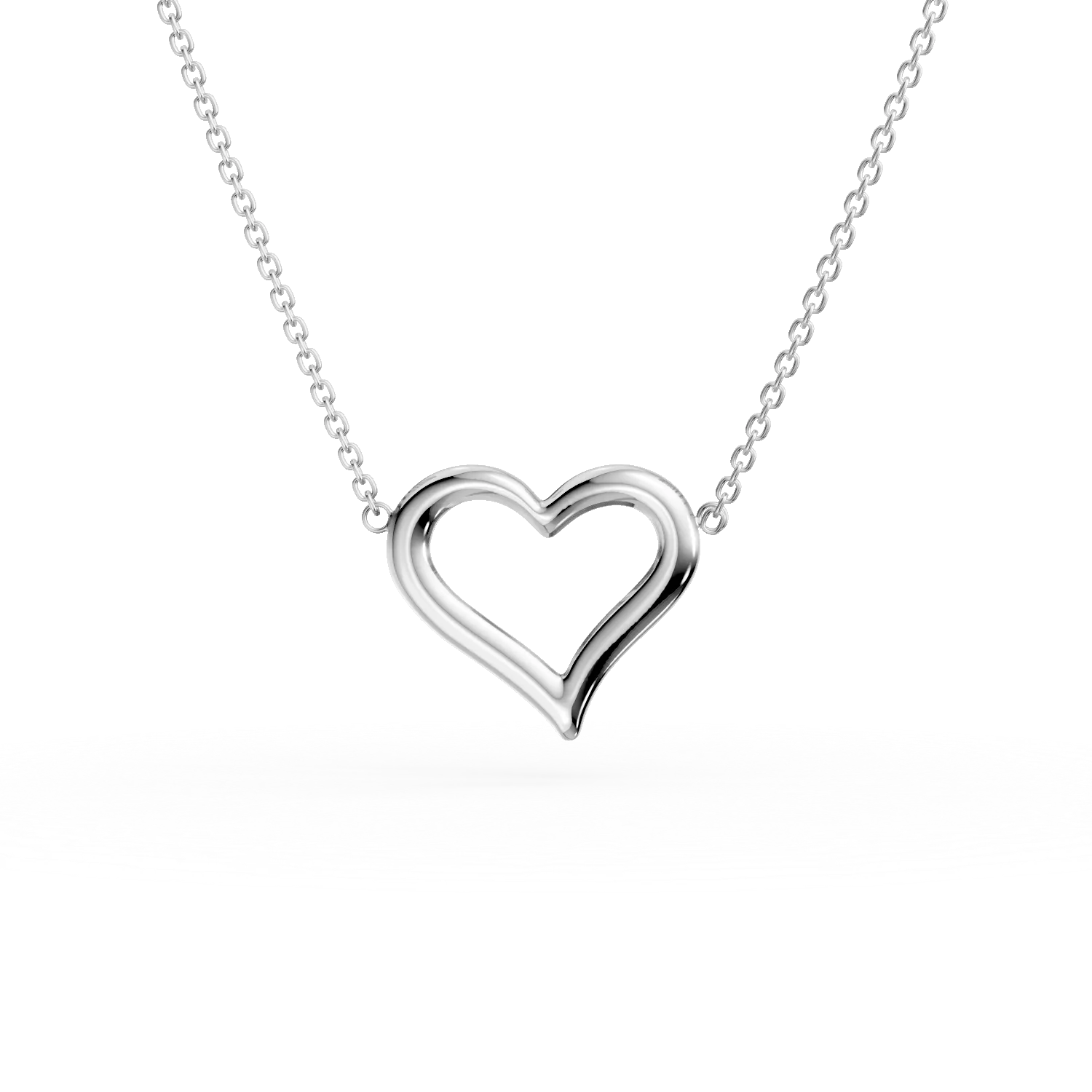 Lant cu pandantiv inimioara din aur alb